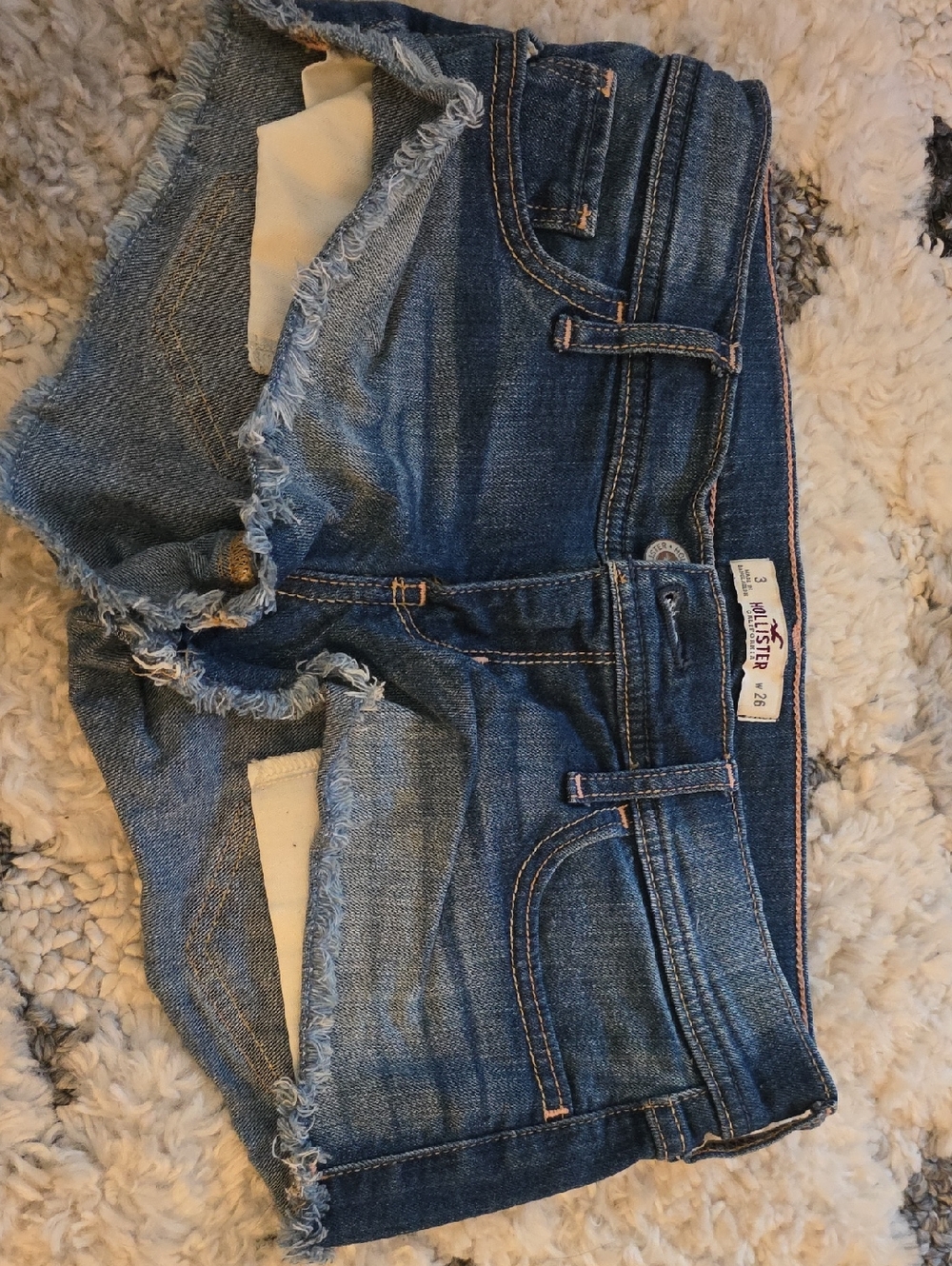 Hollister Dark Blue Frayed Denim Cutoff Shorts